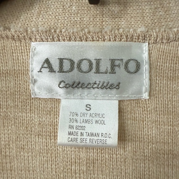 Adolfo Beige Cardigan with Gold Accents - Picture 5 of 6